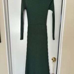 Express Dark Green Long Sleeve Dress